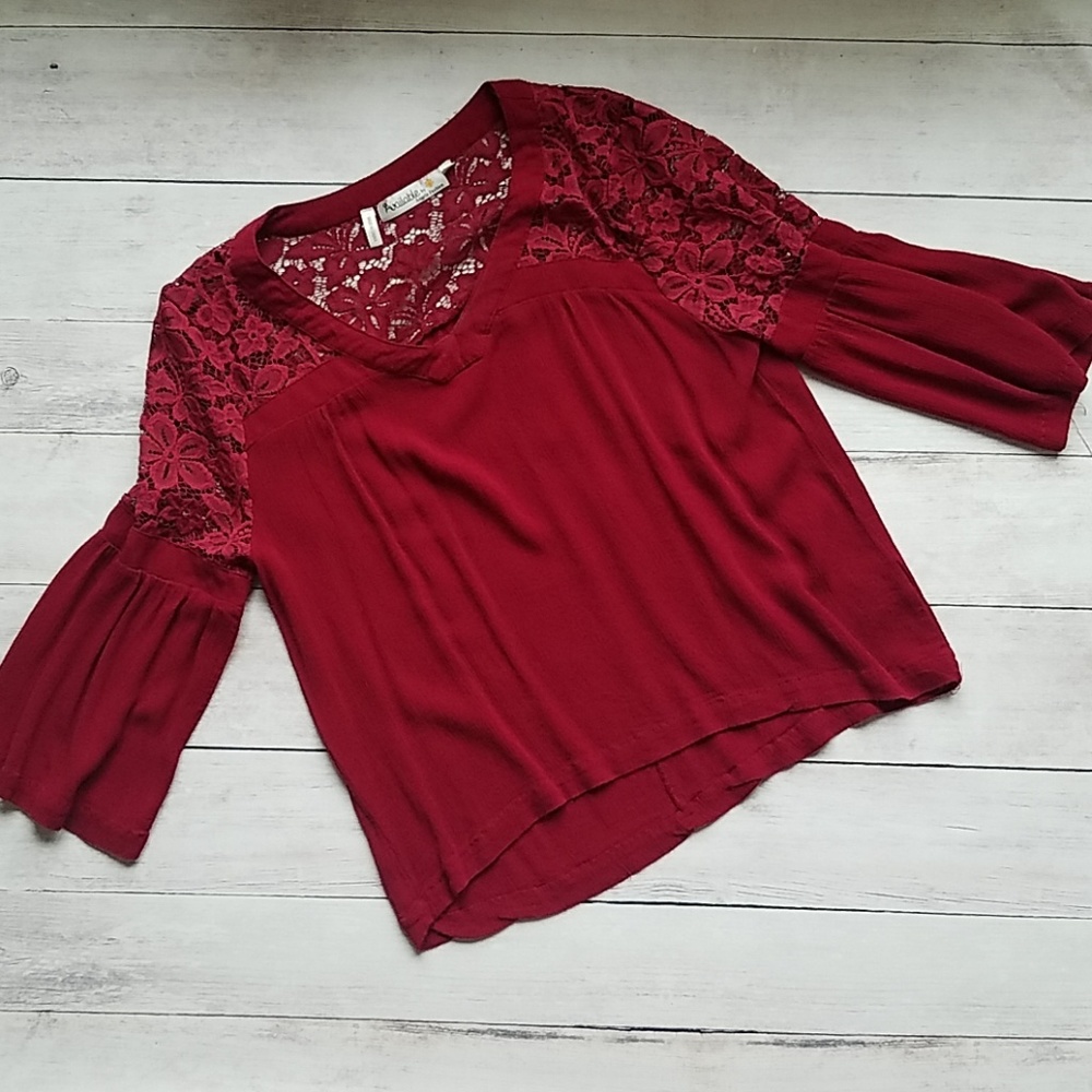 Red Blouse with Lace detail